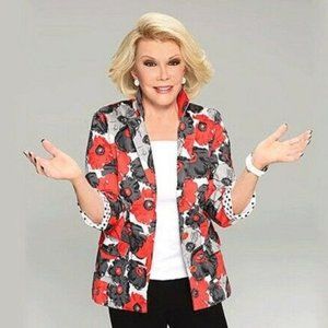 Joan Rivers Floral Polka Dot Blazer Red Black M